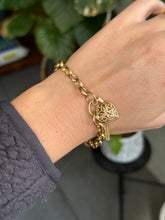 Load image into Gallery viewer, Antique Heart Padlock Chunky Rolo Bracelet