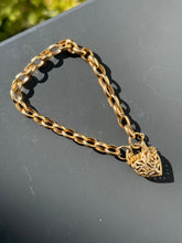 Load image into Gallery viewer, Antique Heart Padlock Chunky Rolo Bracelet