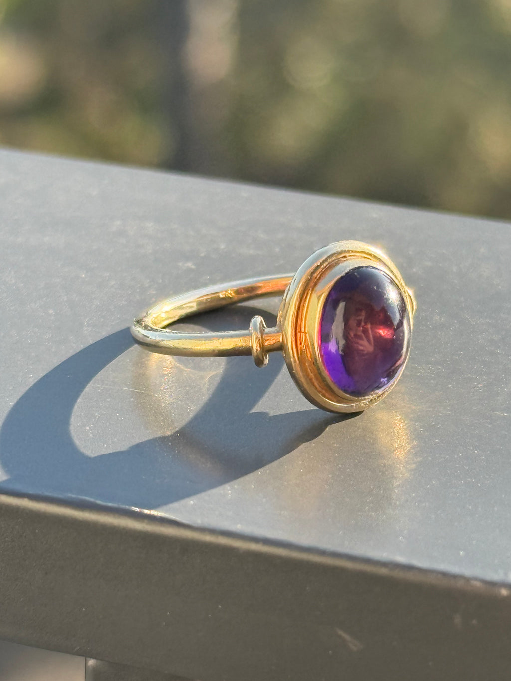 14k Amethyst Cabochon Ring