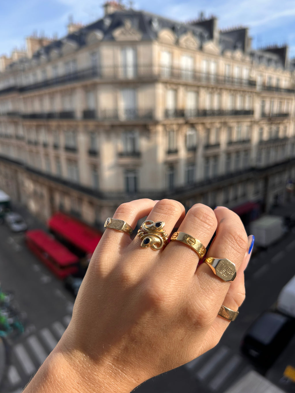 French Double Snake Sapphire Ring