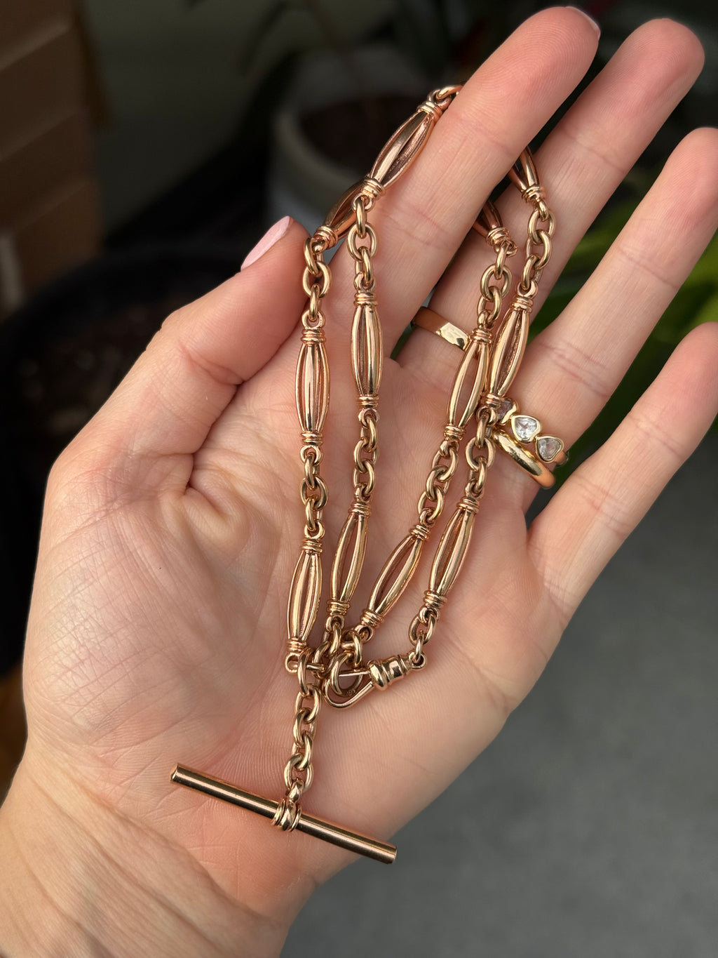 Antique Fancy Barrel Trombone Watch Chain
