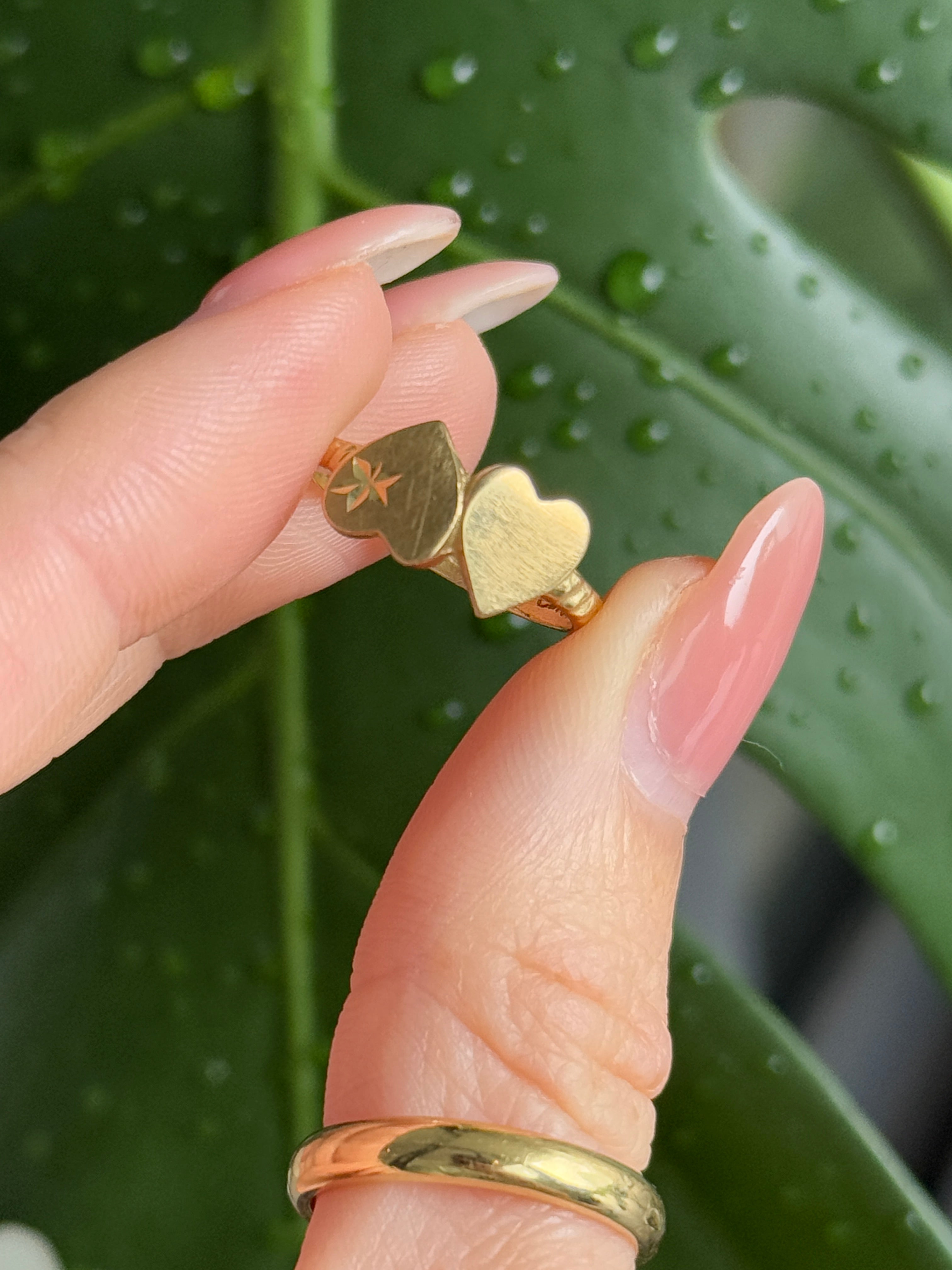 Double Heart Starburst Ring