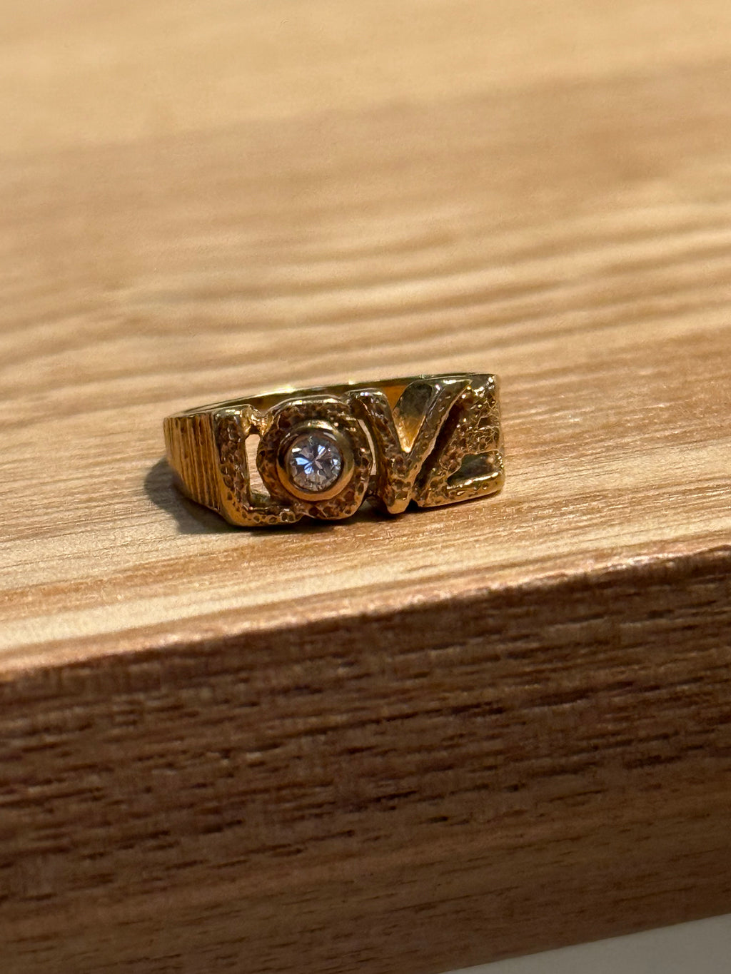 Textured Diamond Love Ring