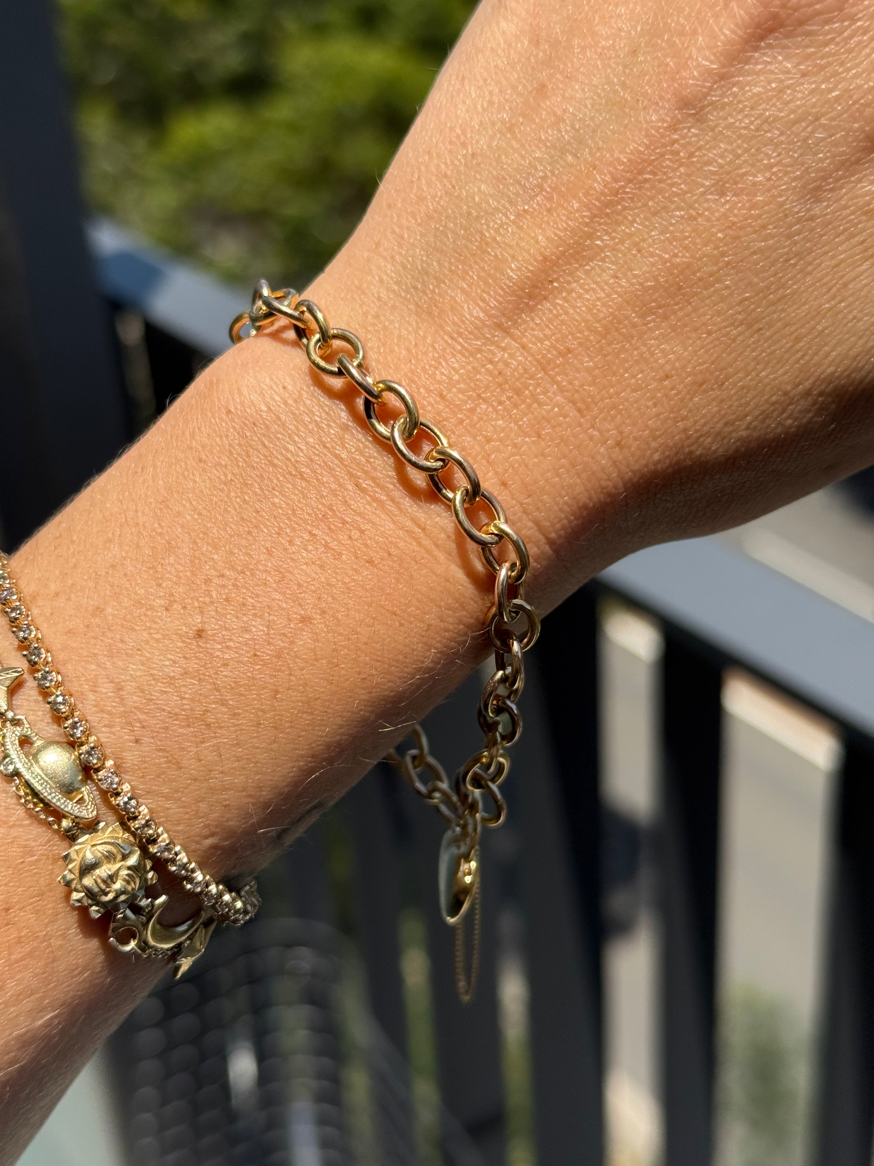 Rolo Heart Padlock Bracelet