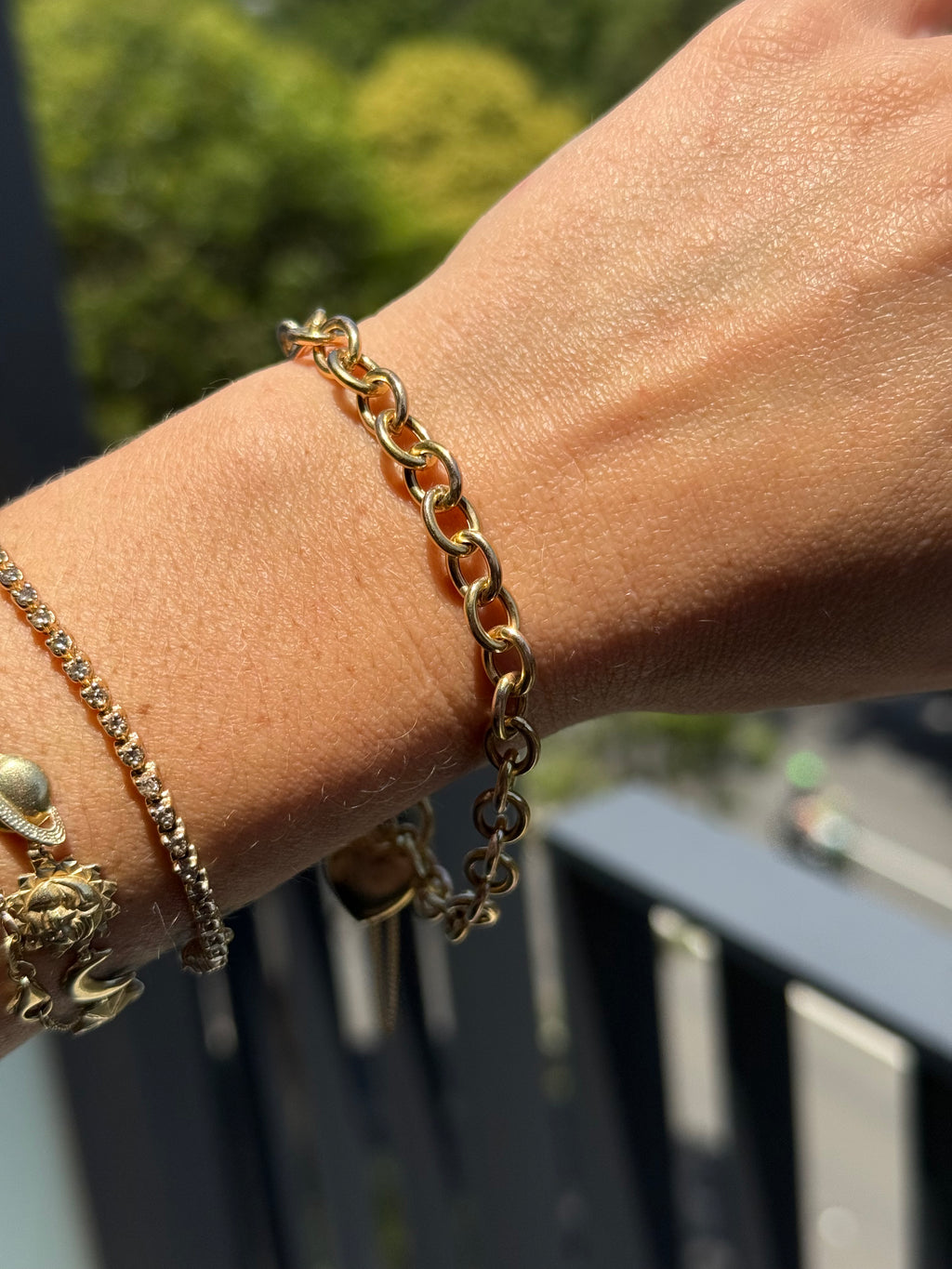 Rolo Heart Padlock Bracelet