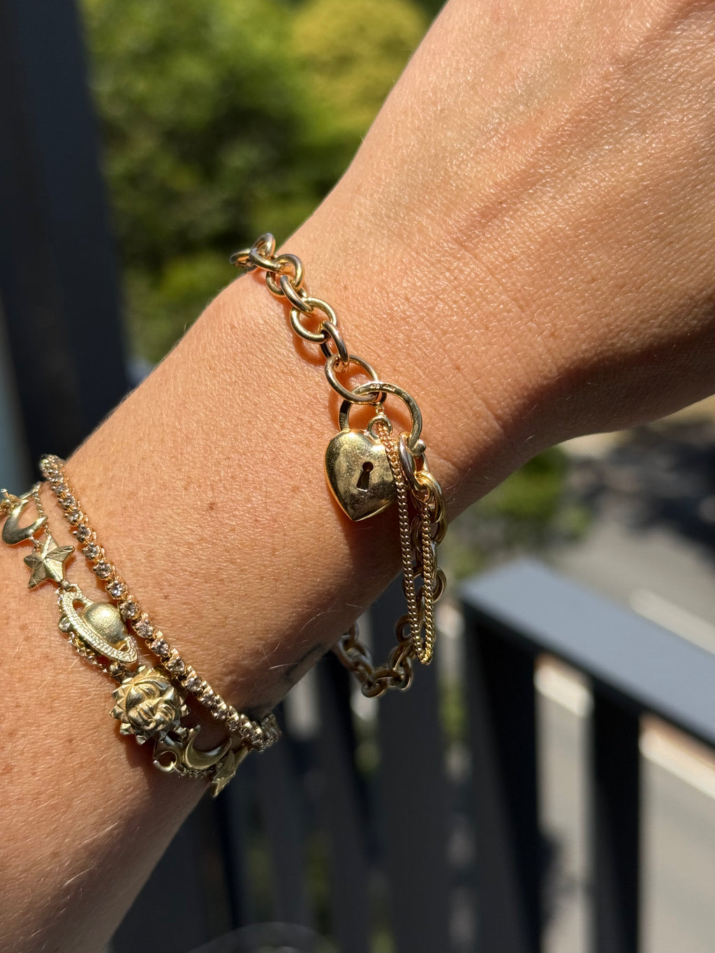 Rolo Heart Padlock Bracelet