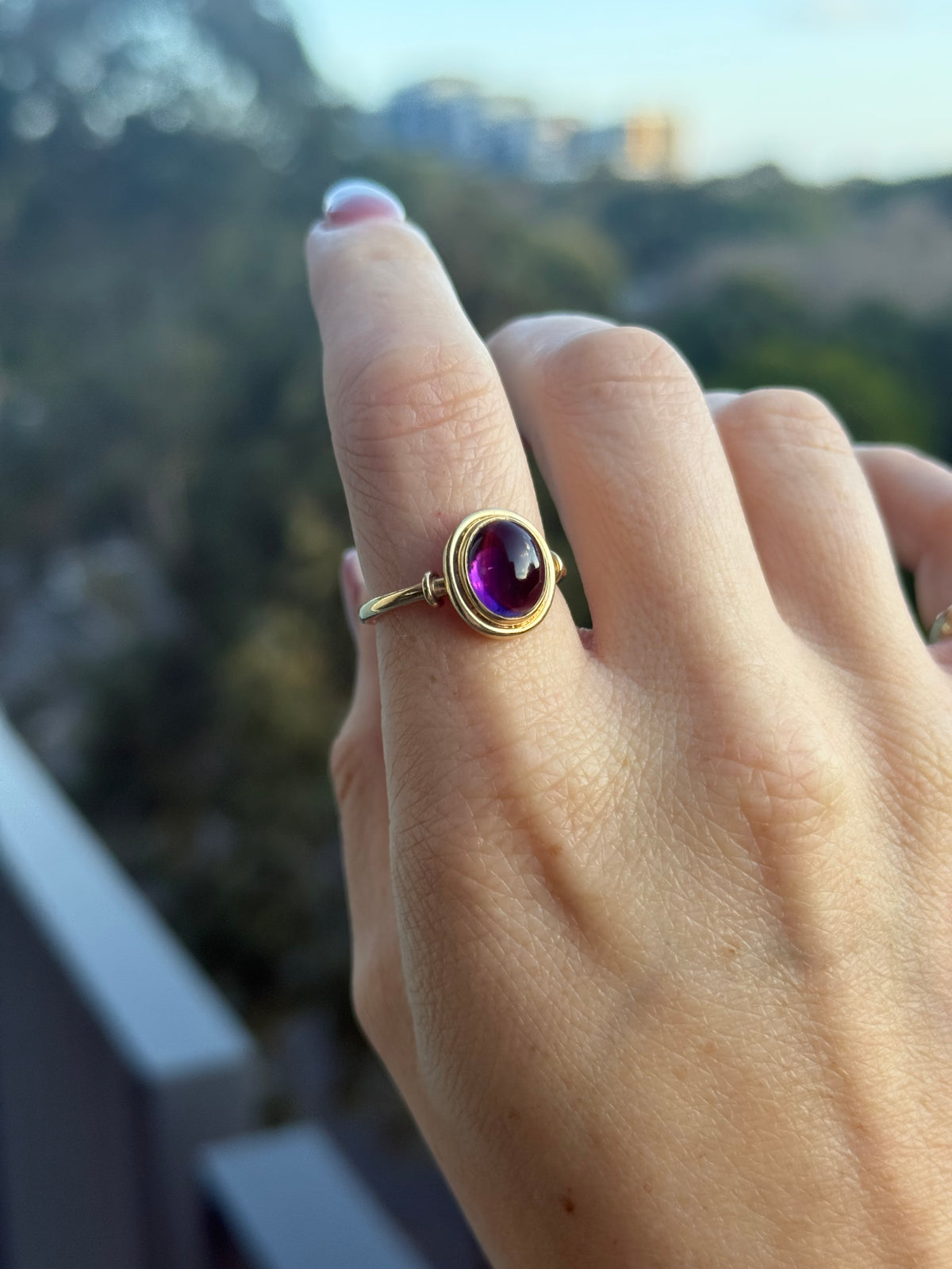 14k Amethyst Cabochon Ring