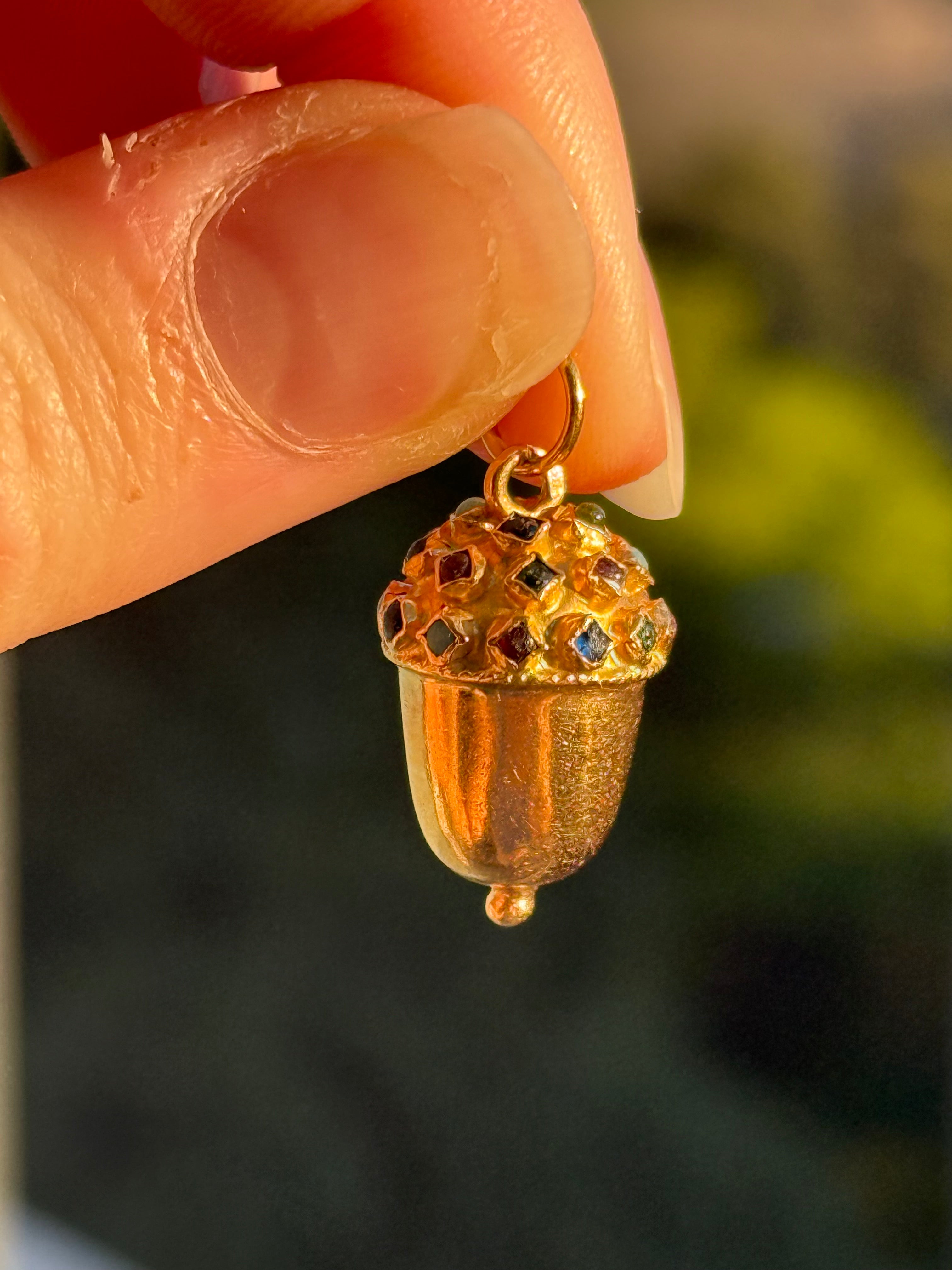 Gemstone Acorn Charm
