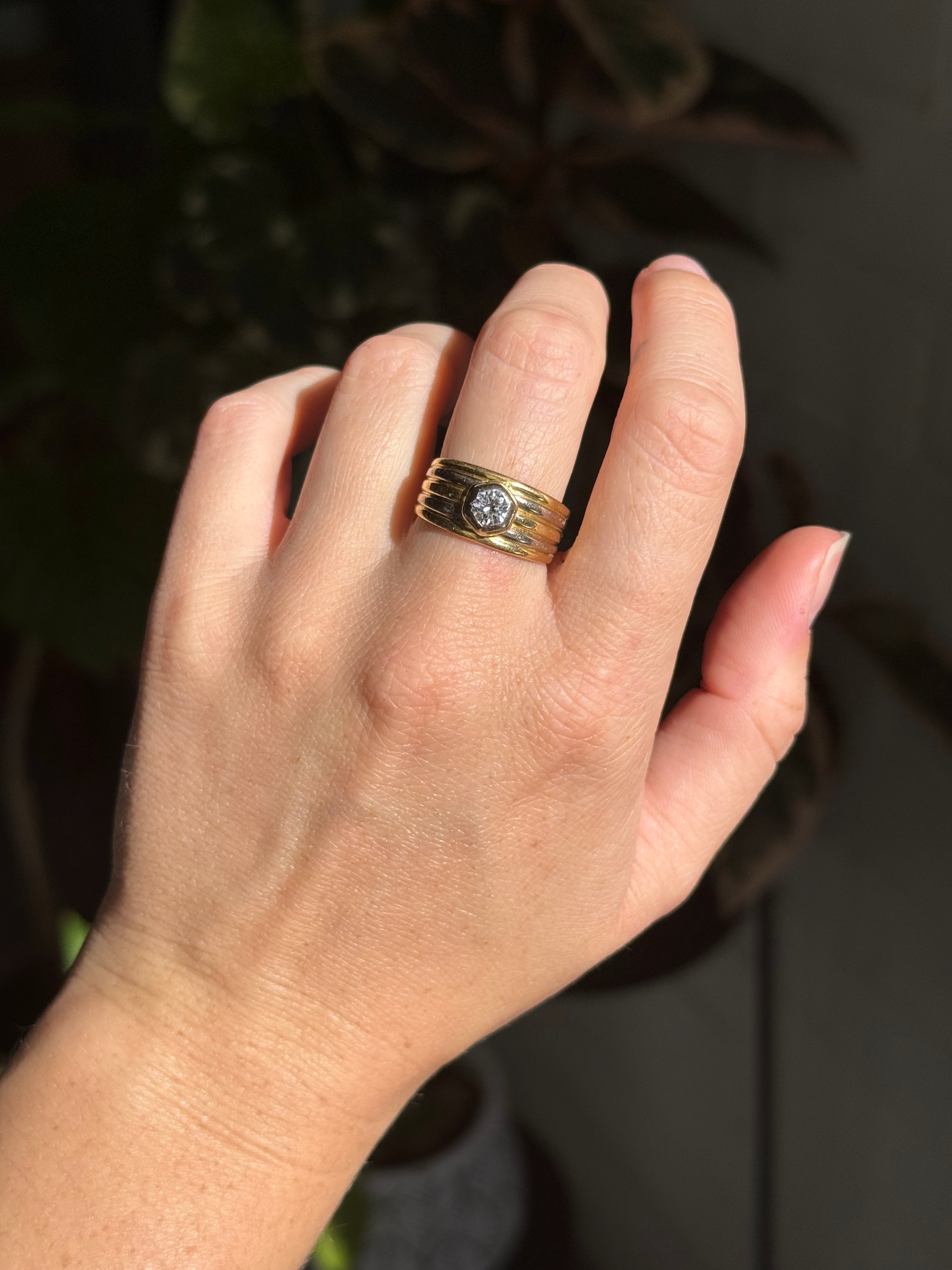 Striped Chunky Diamond Ring