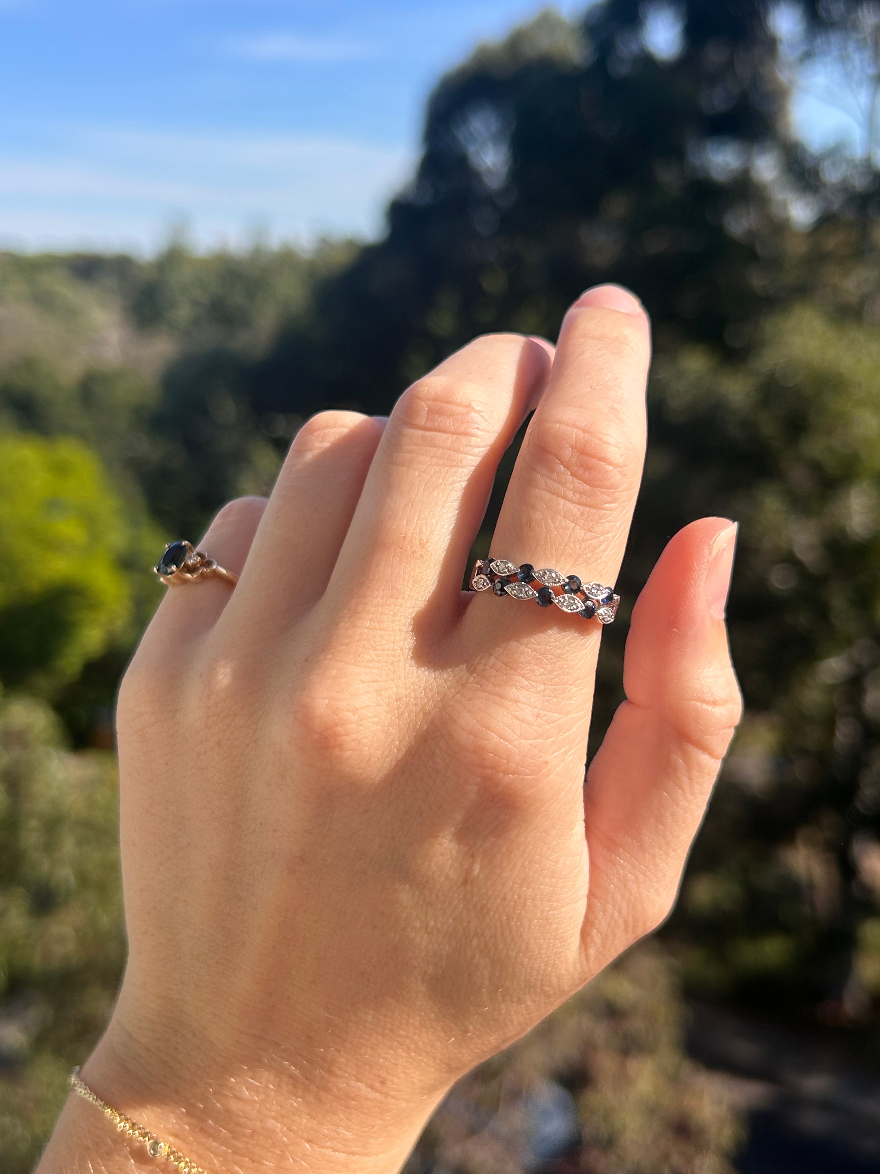 WG Sapphire Diamond Ring