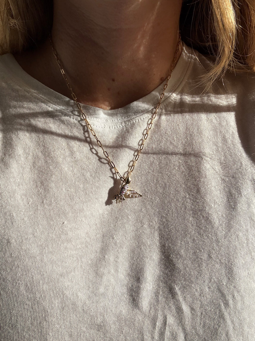 Gemstone Diamond Hummingbird Charm/ Pin