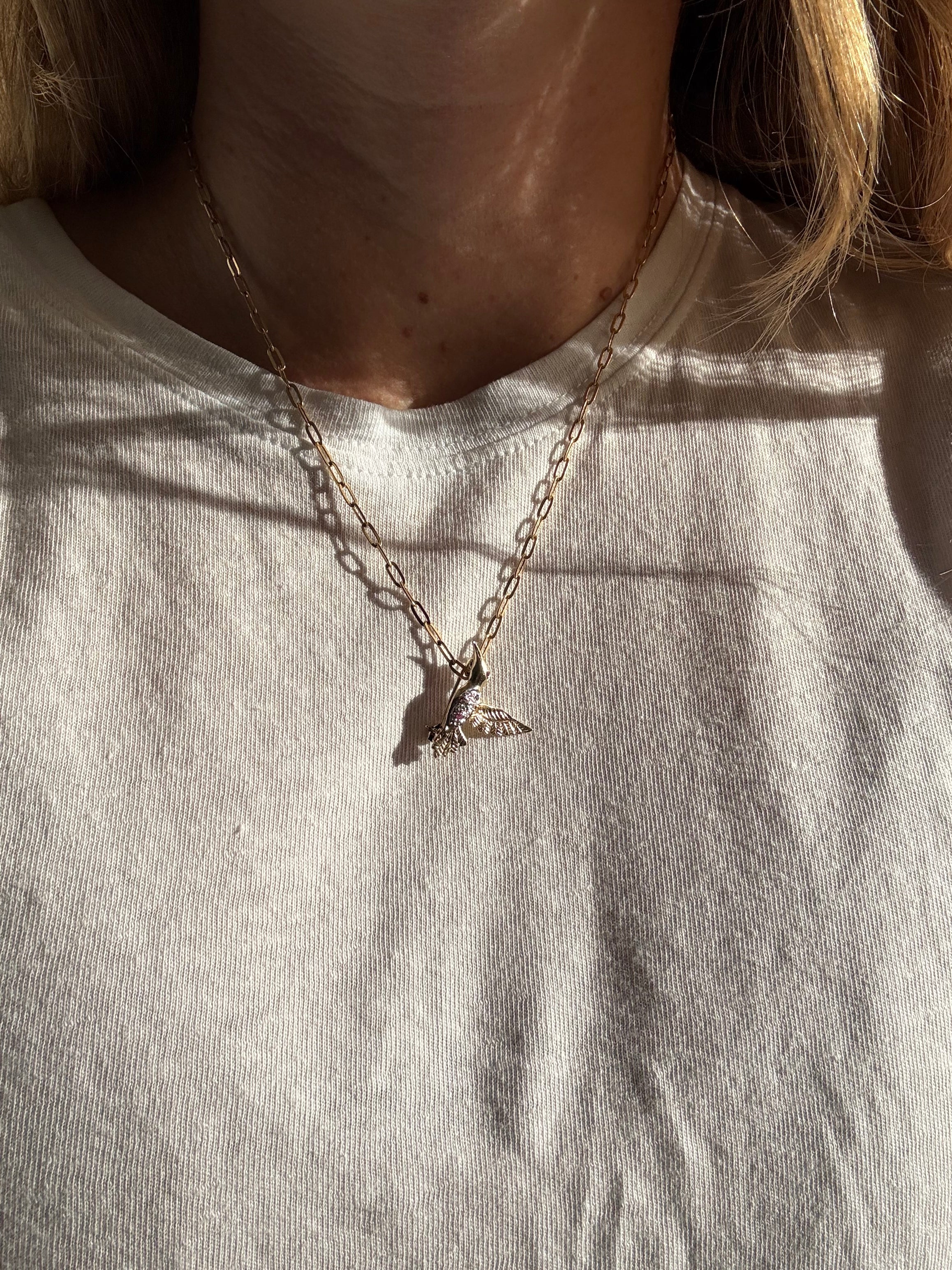 Gemstone Diamond Hummingbird Charm/ Pin