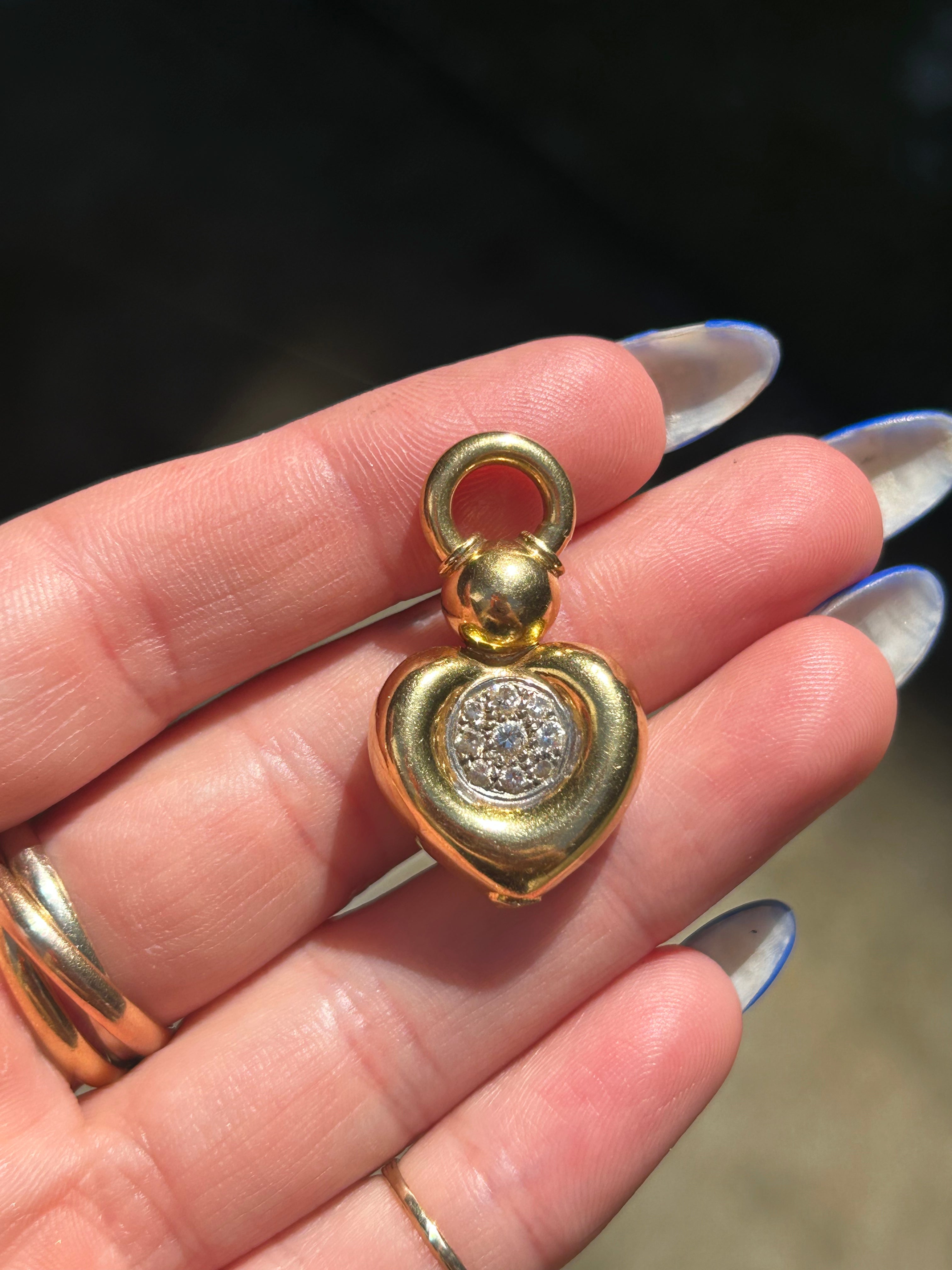 Diamond Puffy Heart Charm