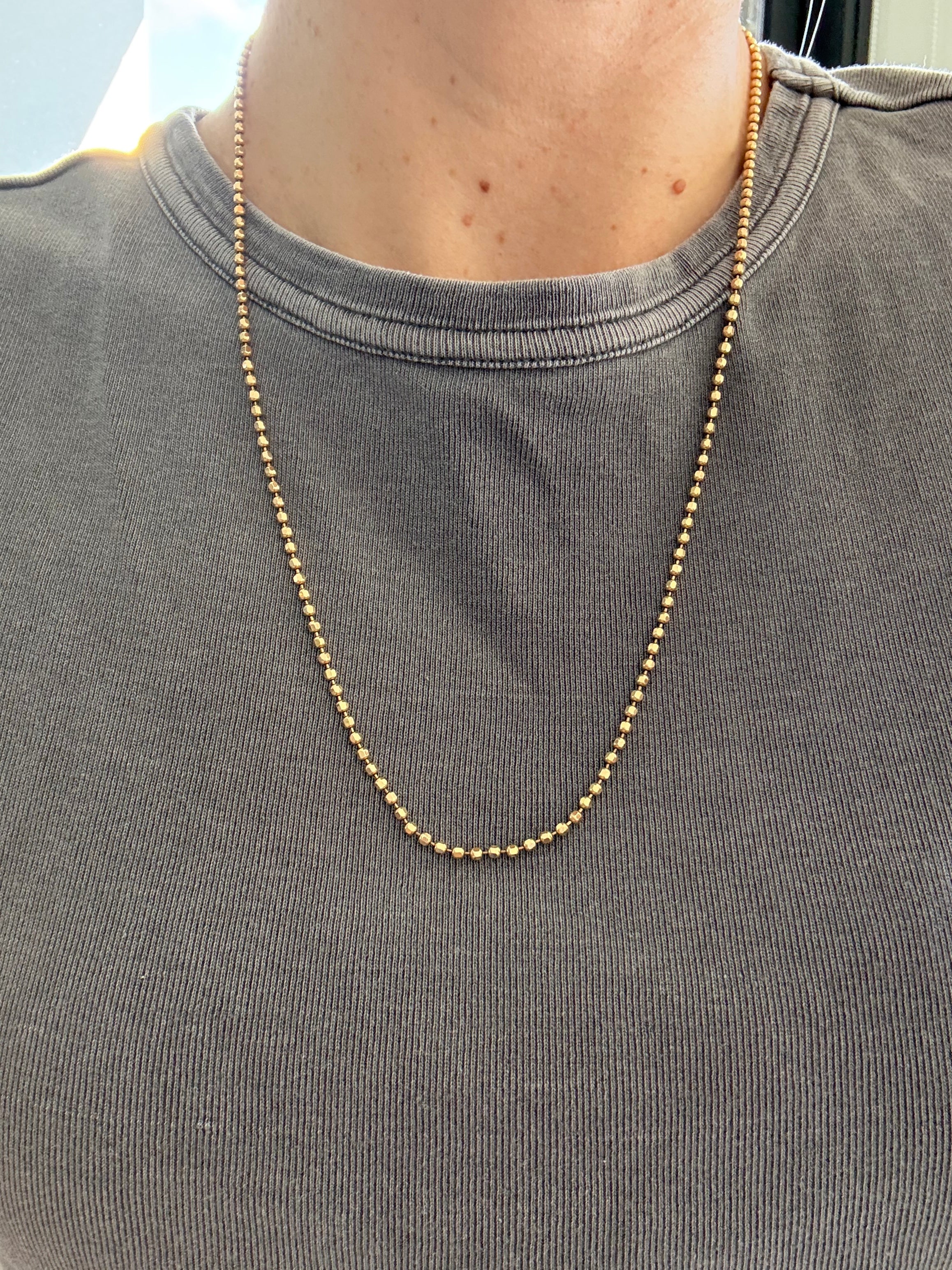 Solid Long Diamond Cut Ball Chain