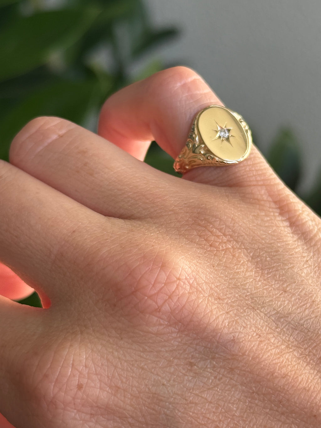 Filigree Starburst Signet Ring