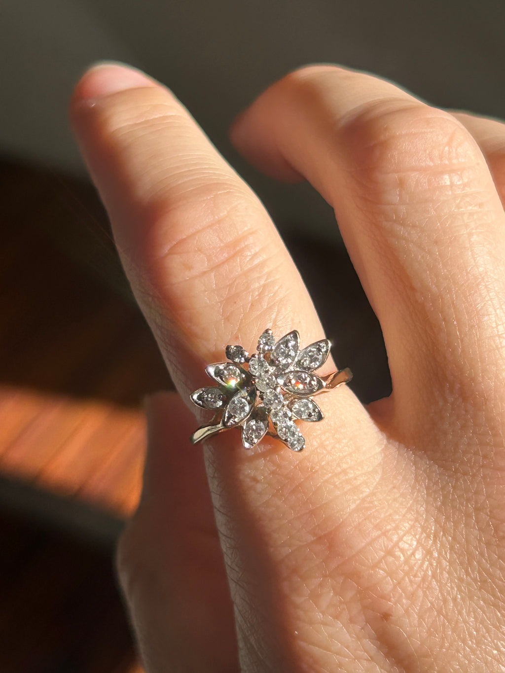 Diamond Dragonfly Cluster Ring