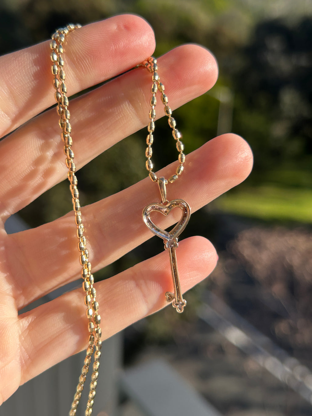 Diamond Heart Key Charm