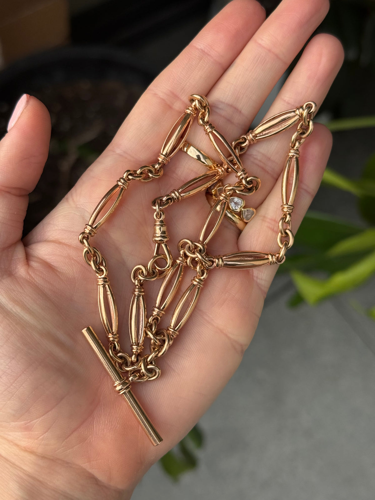 Antique Fancy Barrel Trombone Watch Chain