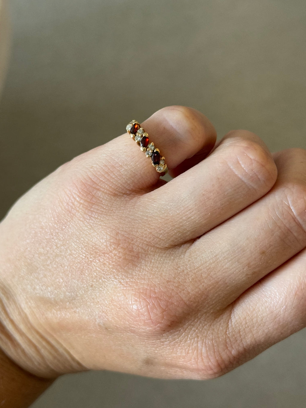 Diamond Garnet Ring