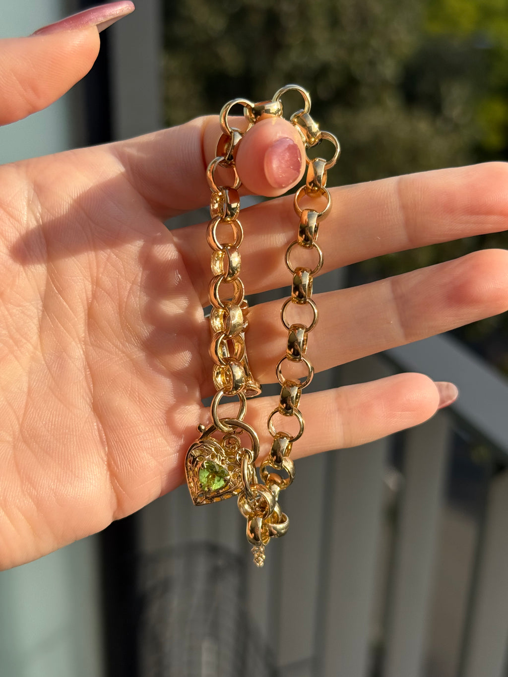 Peridot Heart Padlock Bracelet