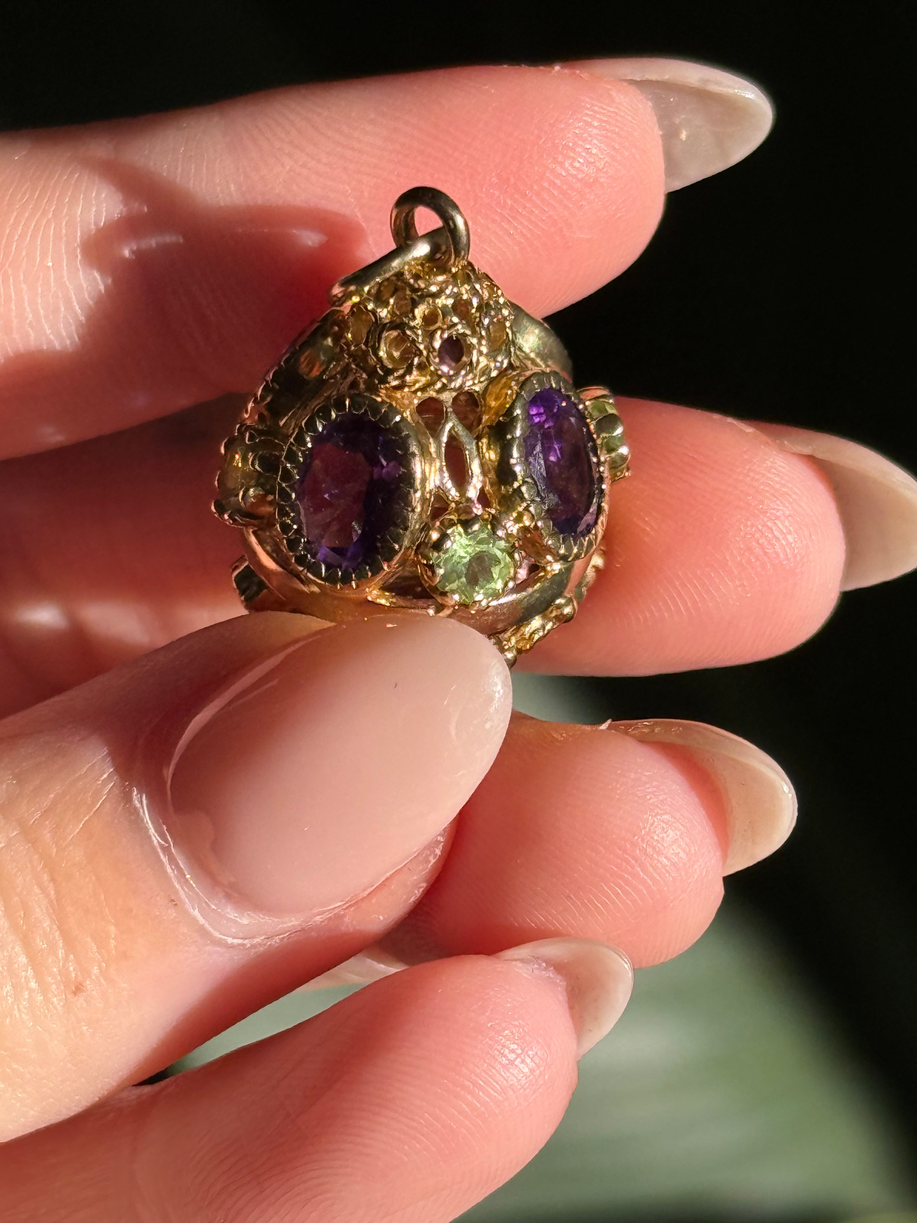 Antique Amethyst Peridot Sputnik