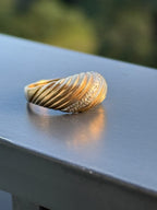 Diamond Striped Croissant Ring