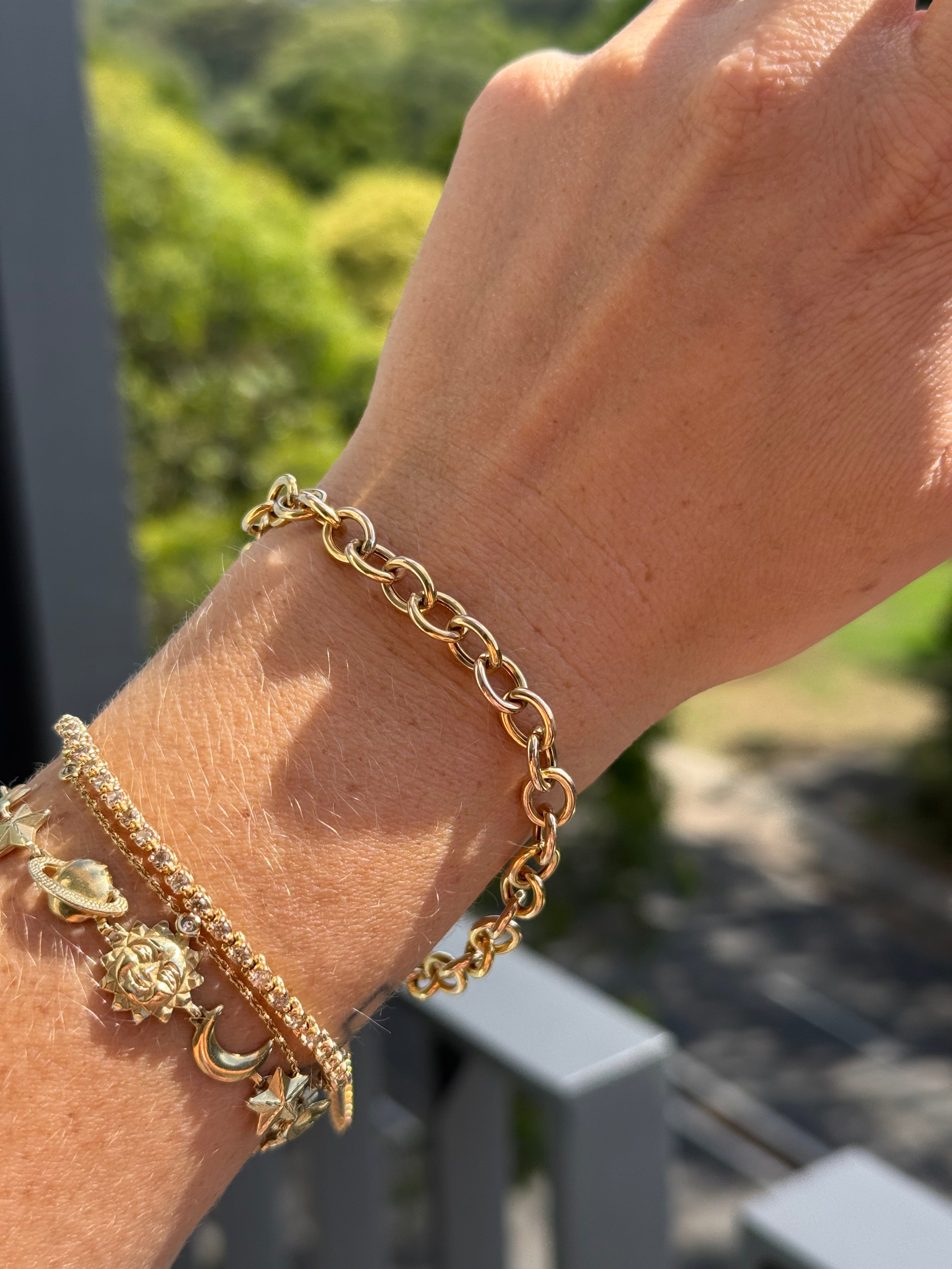 Rolo Heart Padlock Bracelet