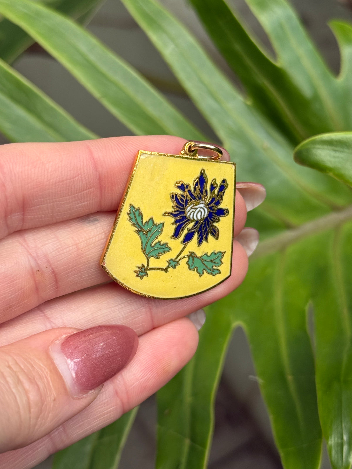 Yellow & Blue Chrysanthemum Pendant