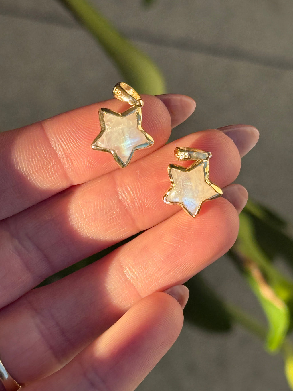 14k Moonstone Star Charms