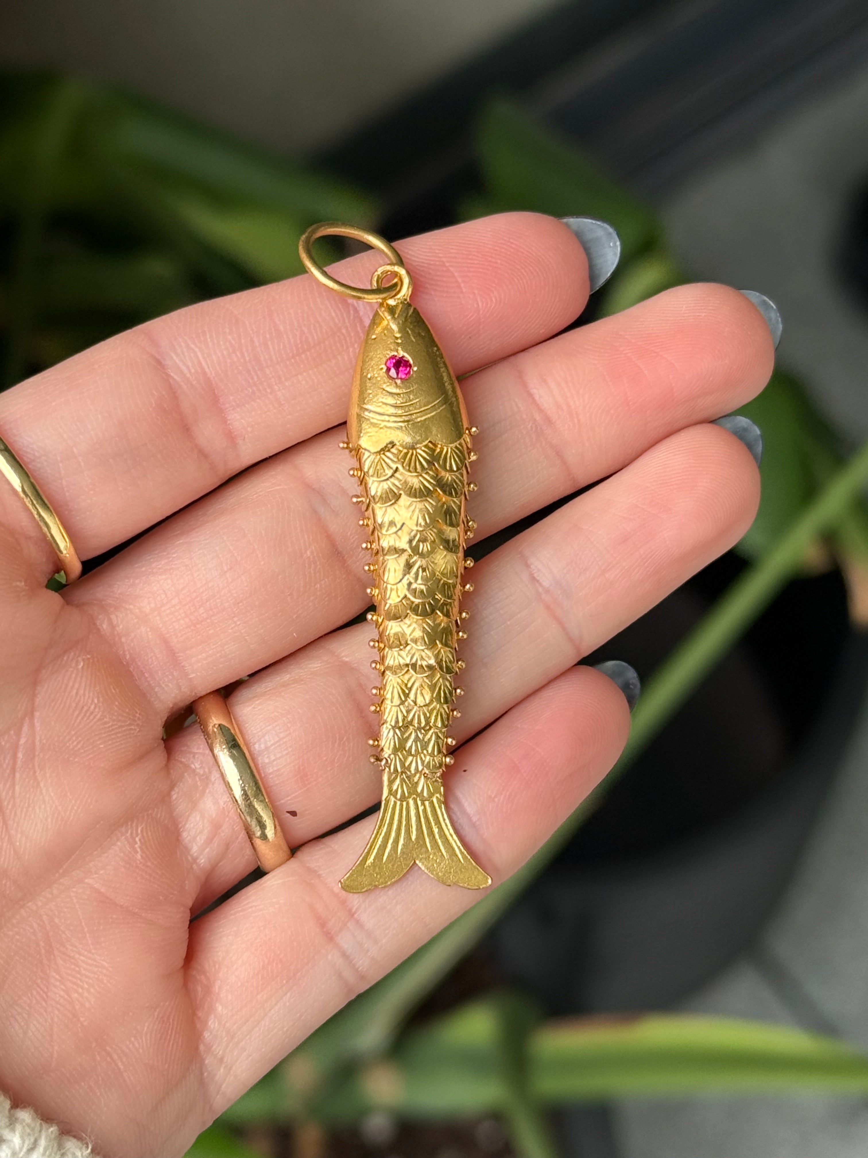 Antique Articulated Fish Charm