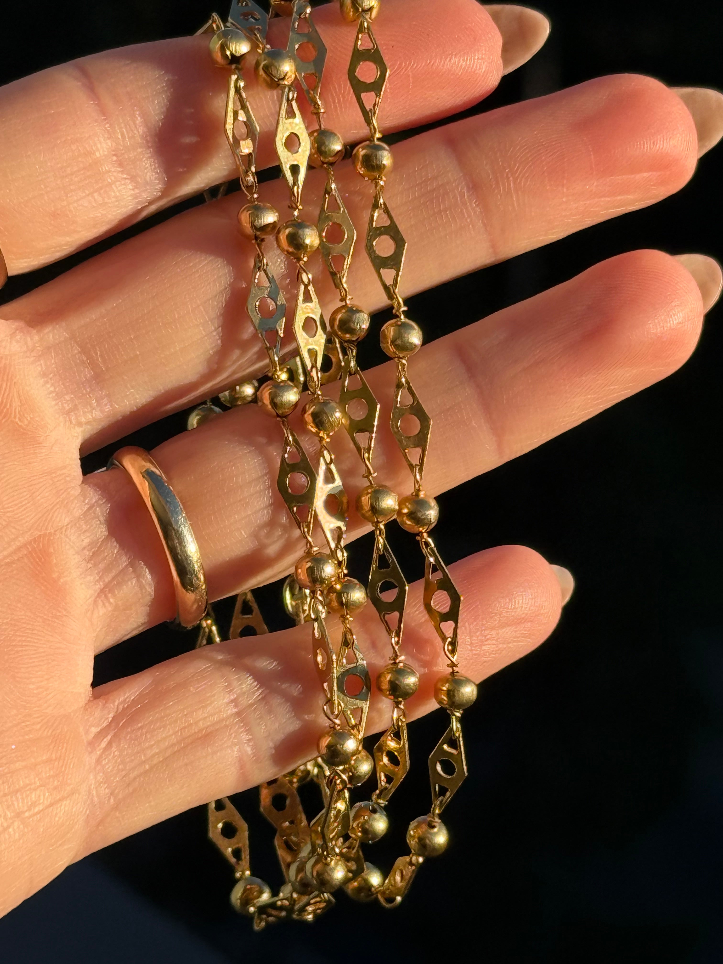 18k Fancy Ball Long Guard Chain