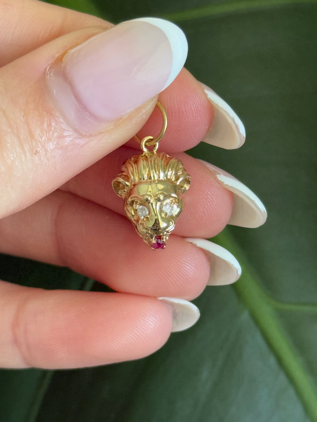 Diamond and Ruby Lion Charm