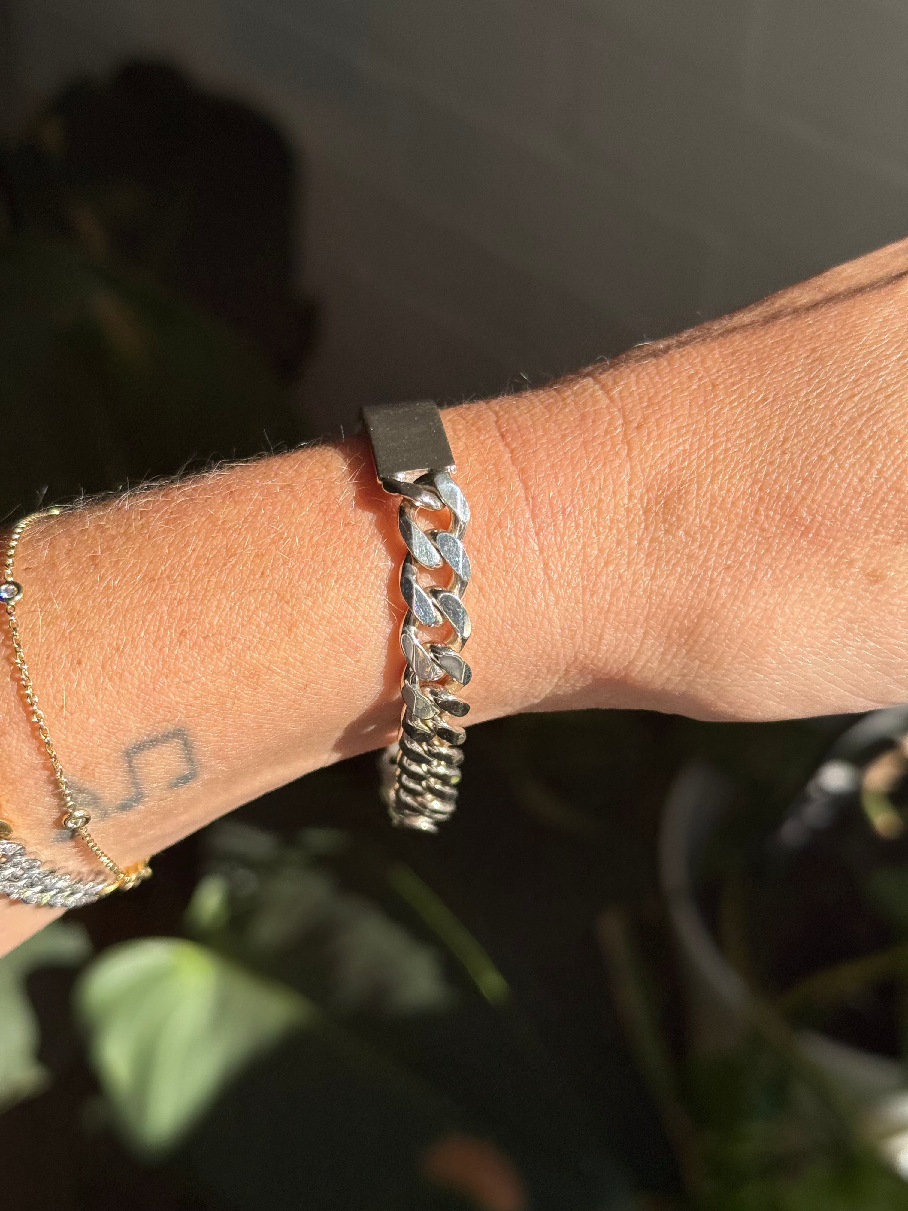 Silver Solid ID Curb Bracelet