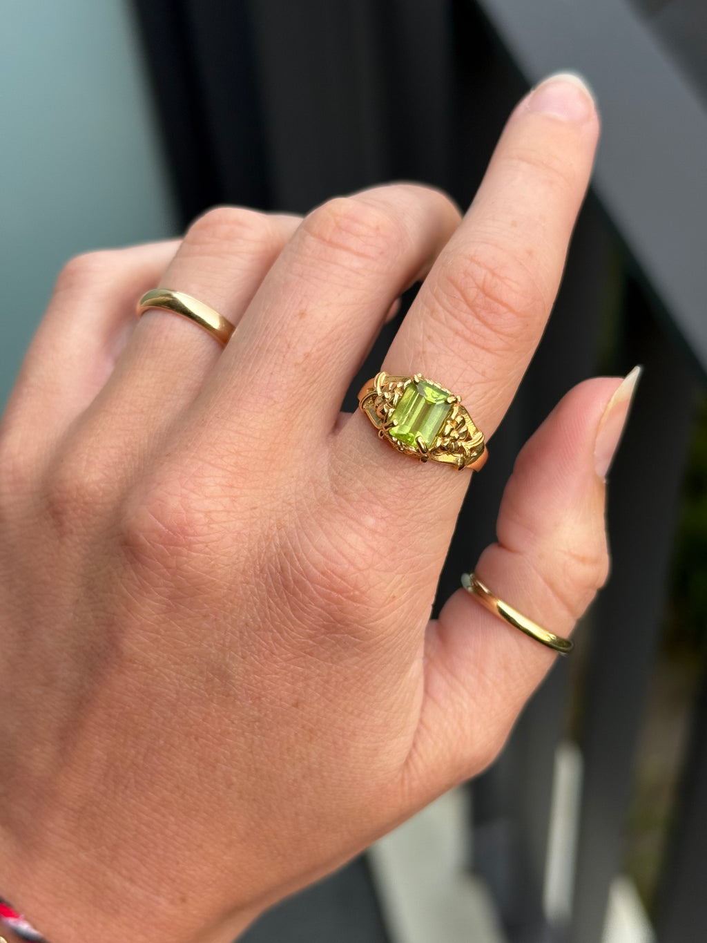 Peridot Flower Ring