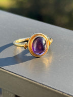 14k Amethyst Cabochon Ring