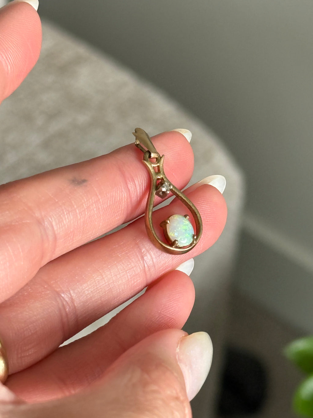 Opal Diamond Drop Charm
