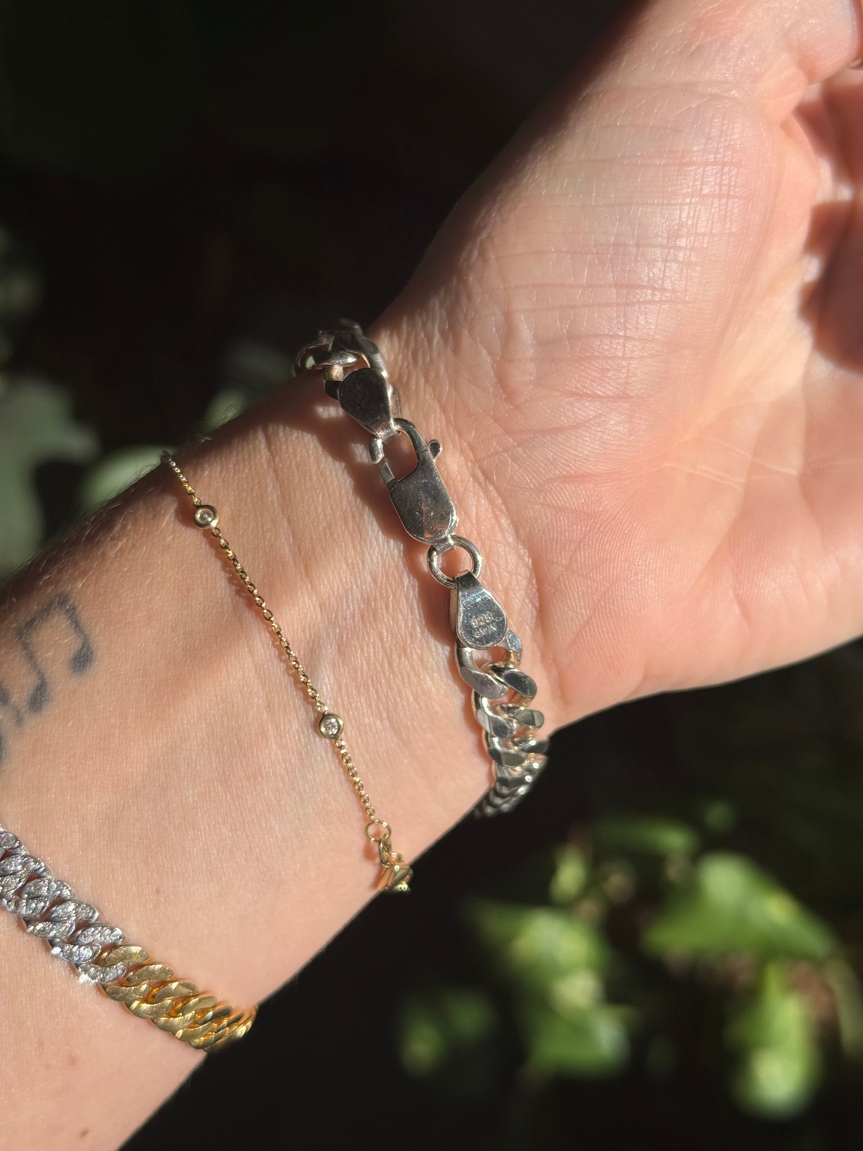 Silver Solid ID Curb Bracelet