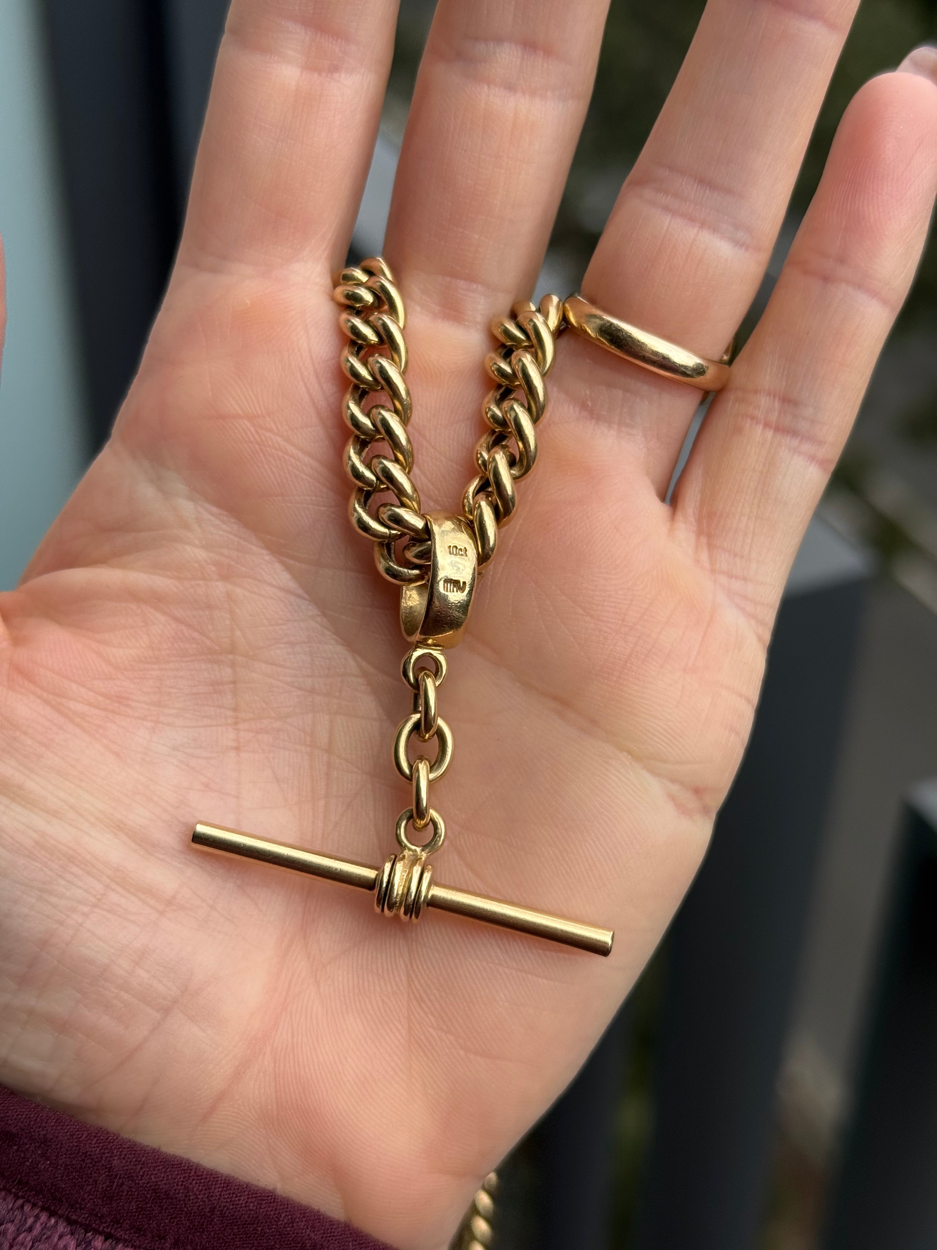 10k Graduated Curb Watch Chain