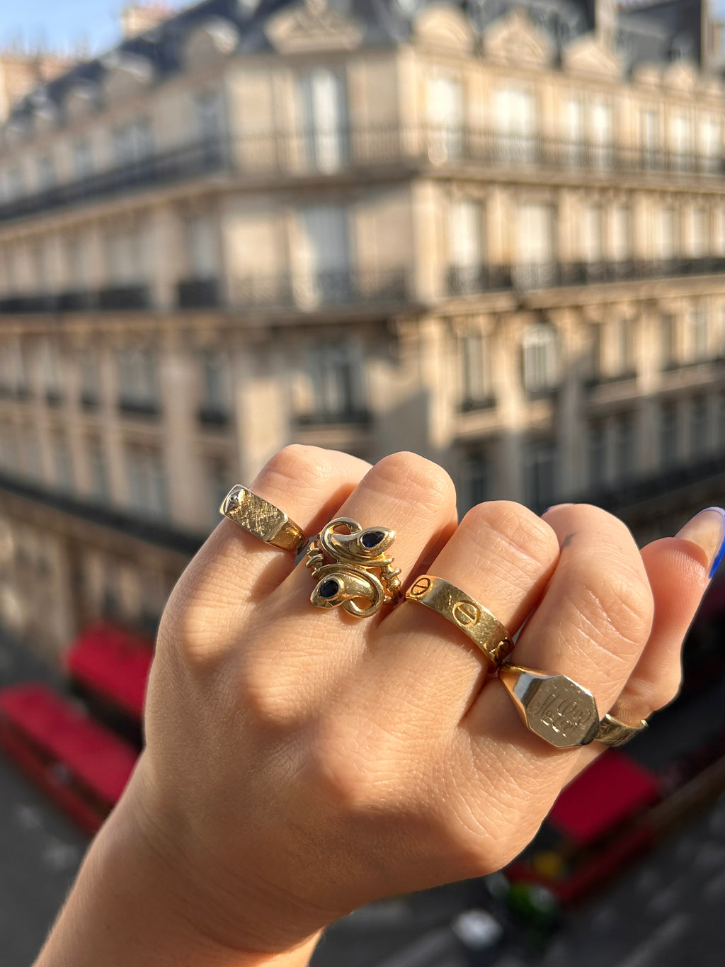 French Double Snake Sapphire Ring