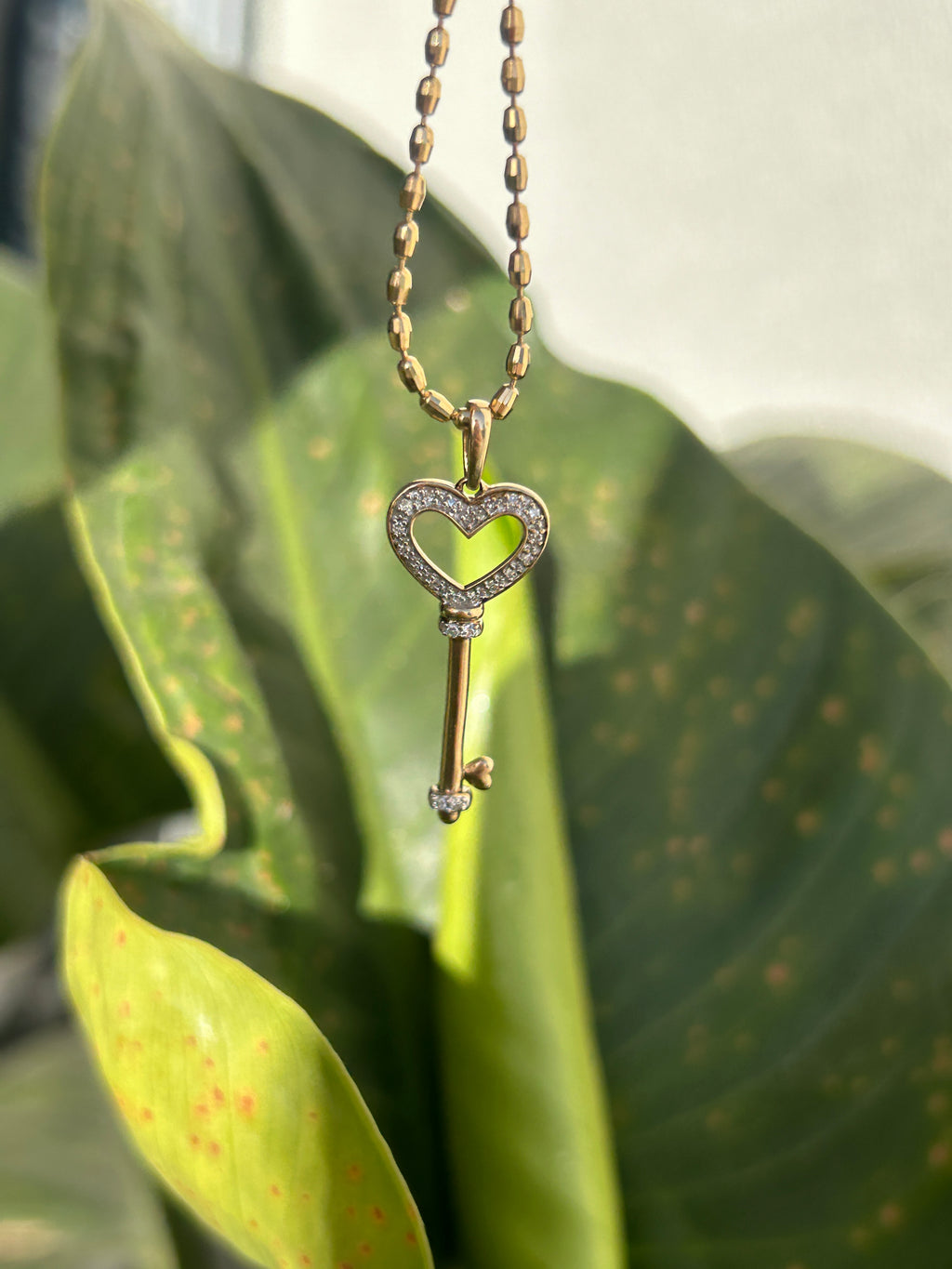 Diamond Heart Key Charm