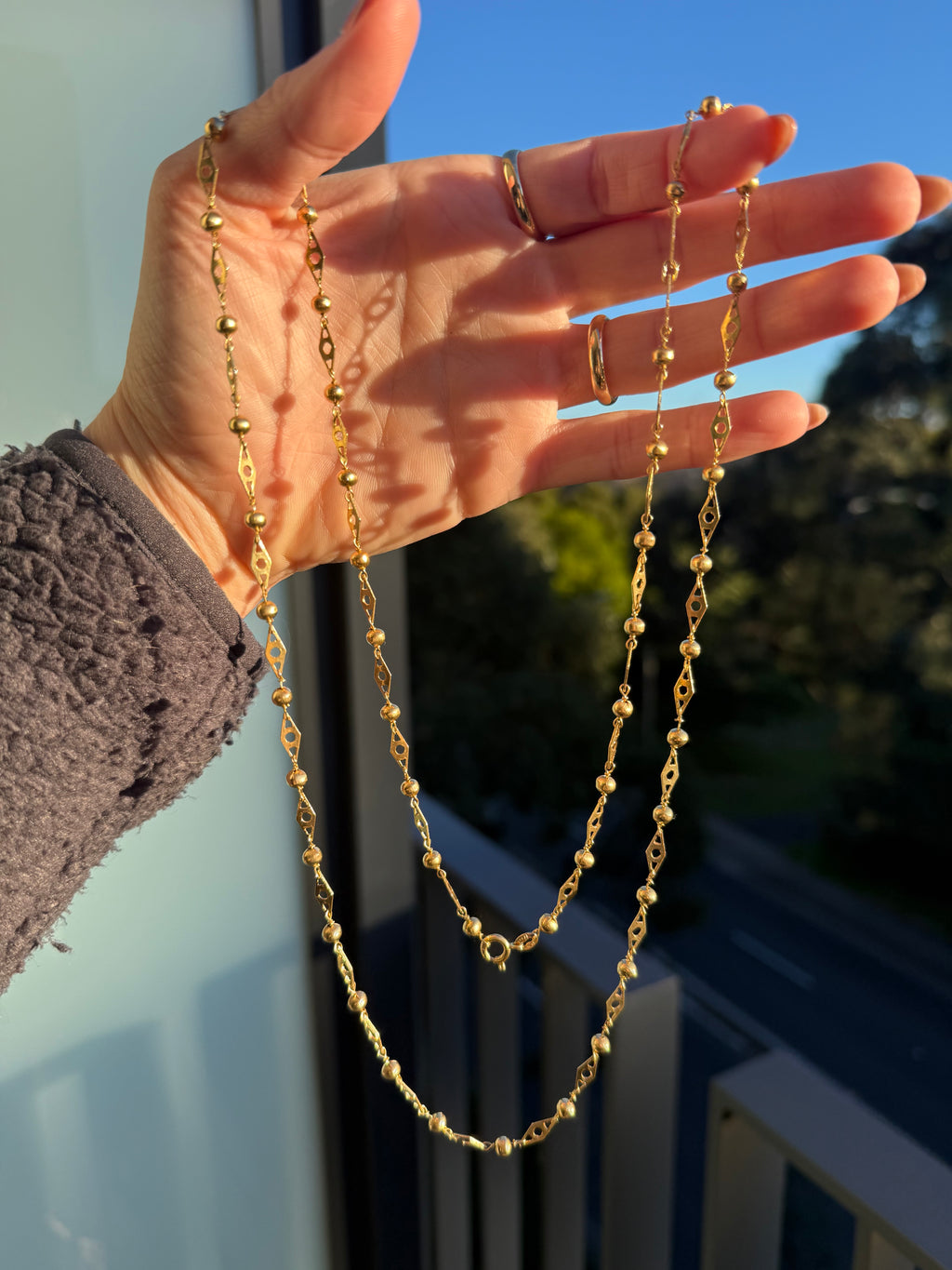 18k Fancy Ball Long Guard Chain