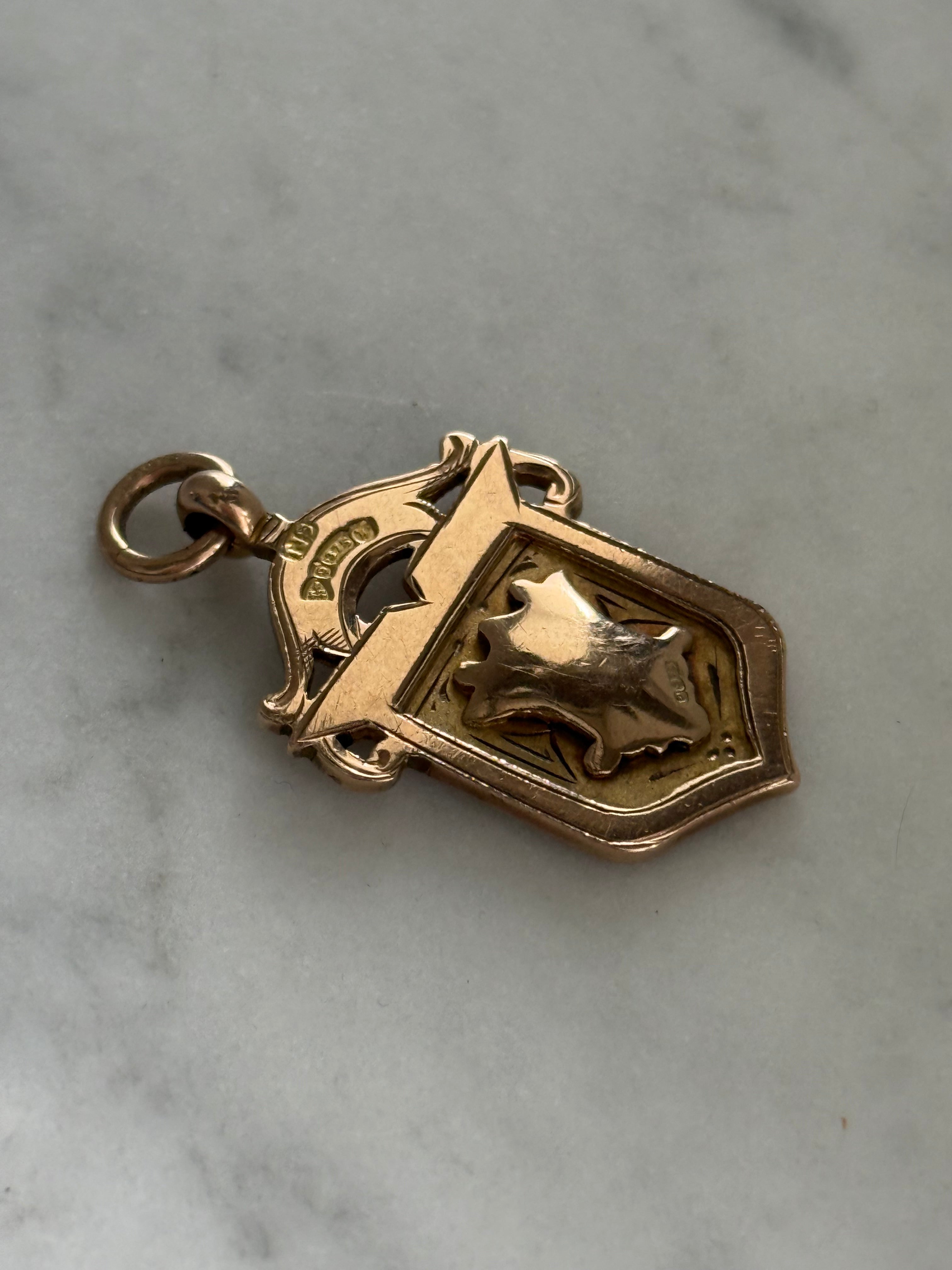 Solid Antique Shield Pendant