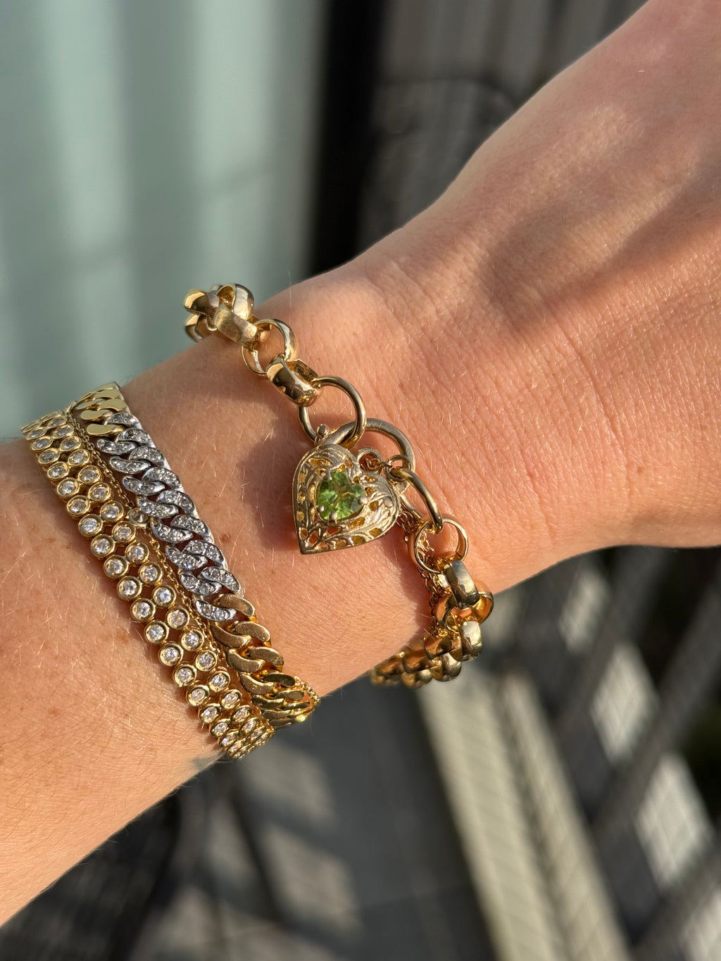 Peridot Heart Padlock Bracelet