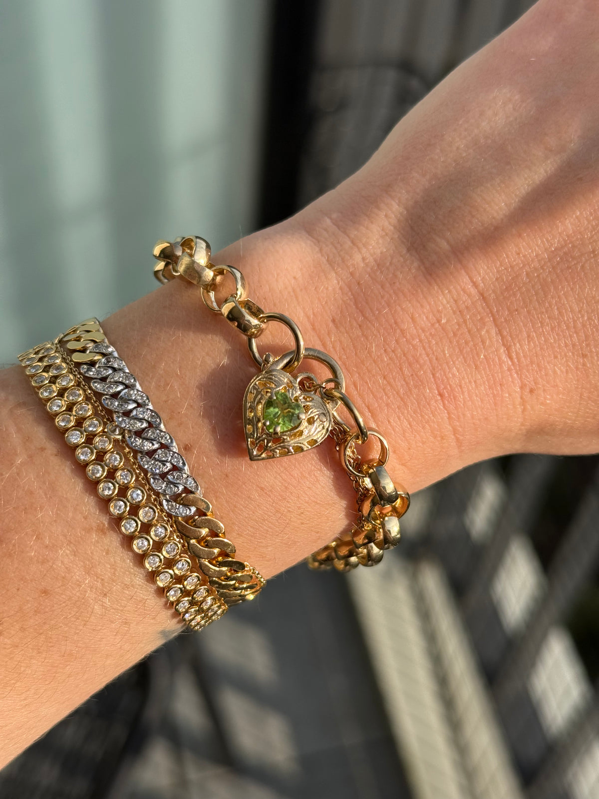 Peridot Heart Padlock Bracelet
