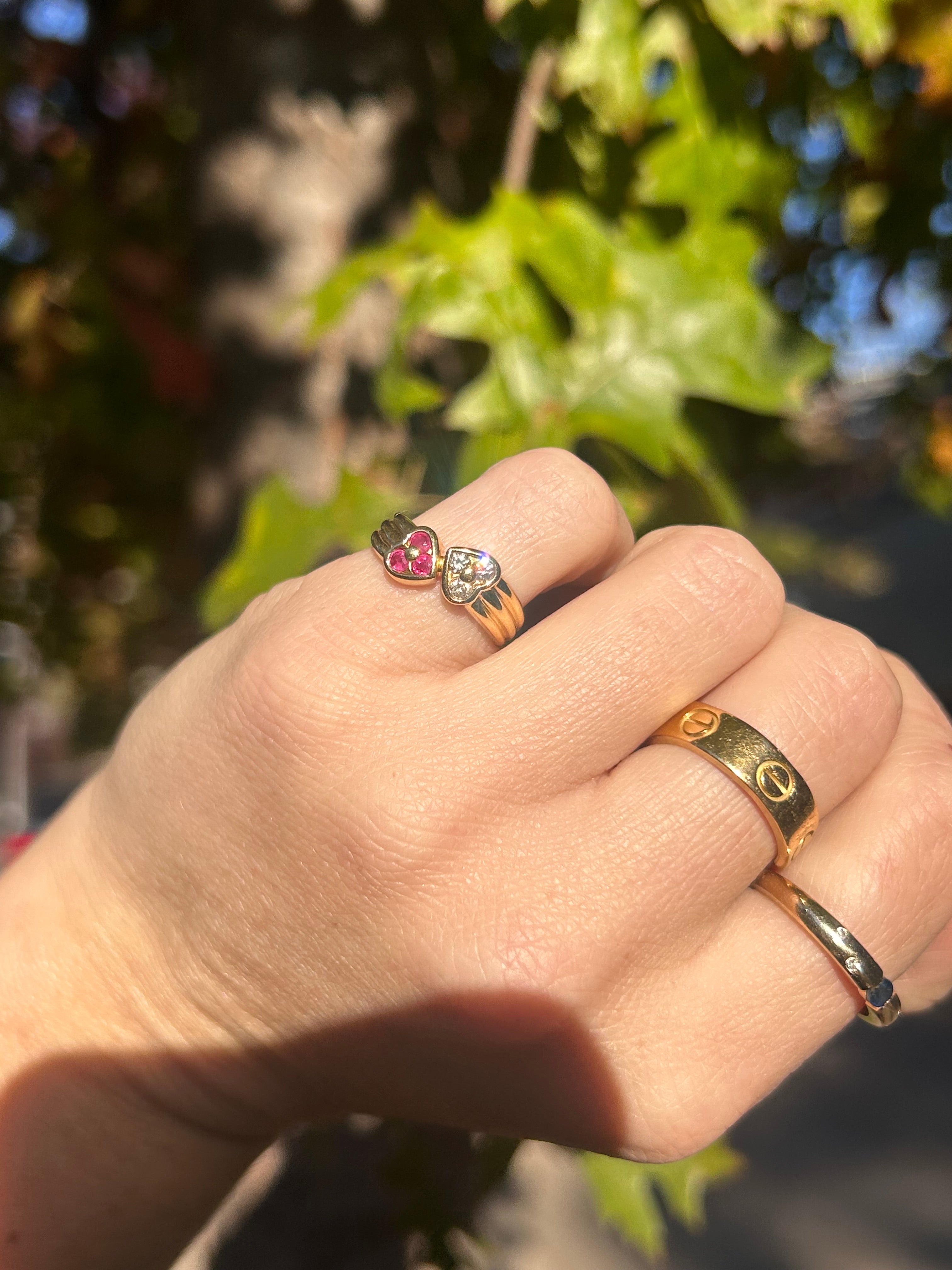 Ruby Diamond Heart Ring