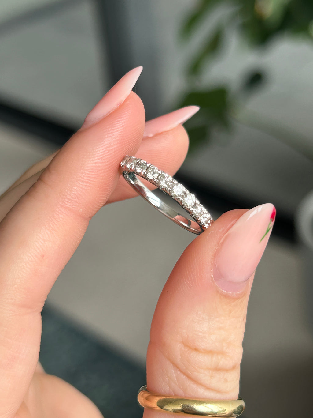 White Gold Half Eternity Diamond Band