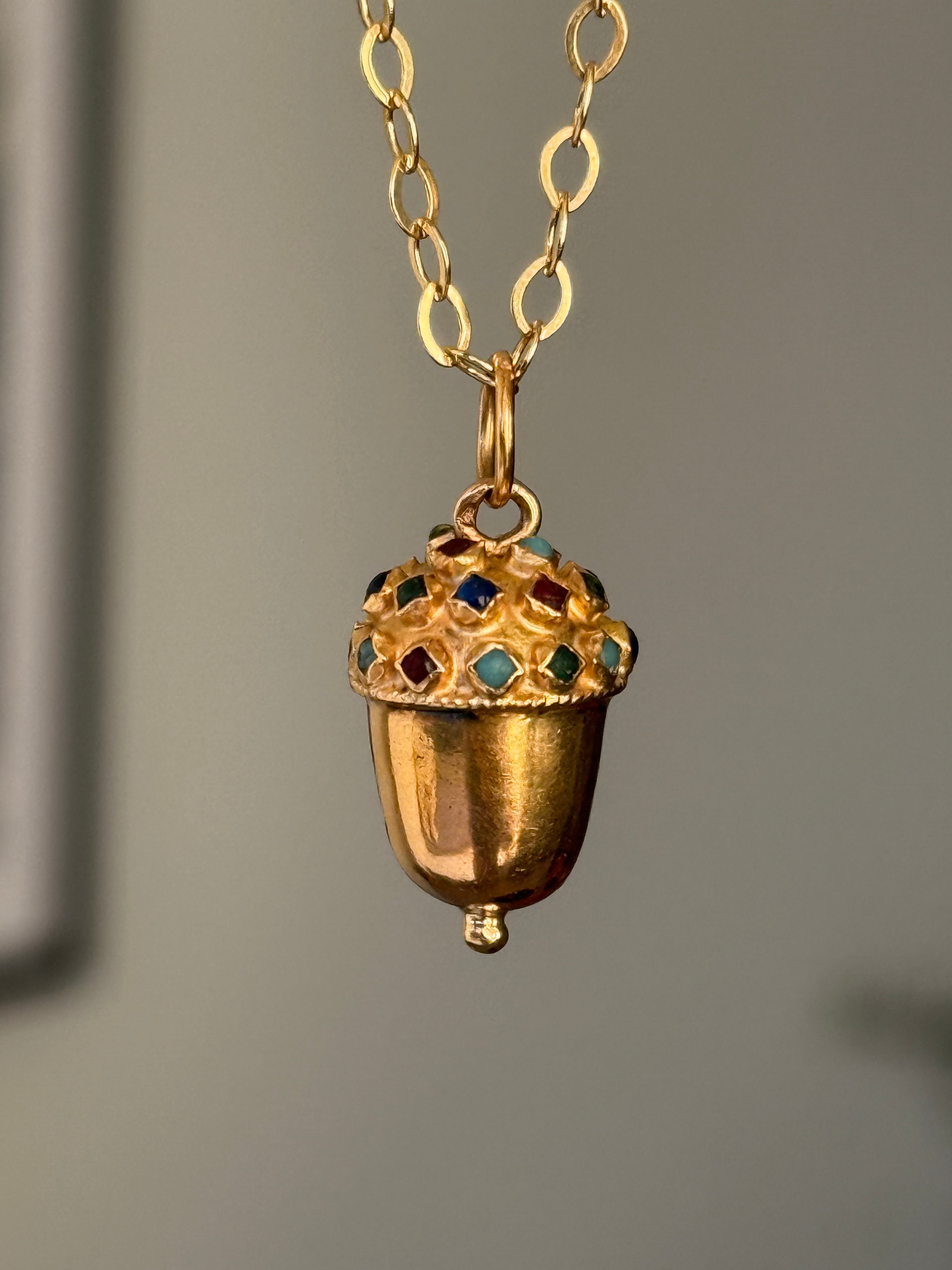 Gemstone Acorn Charm