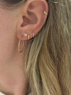 Hammered Diamond Cut Oval Hoops