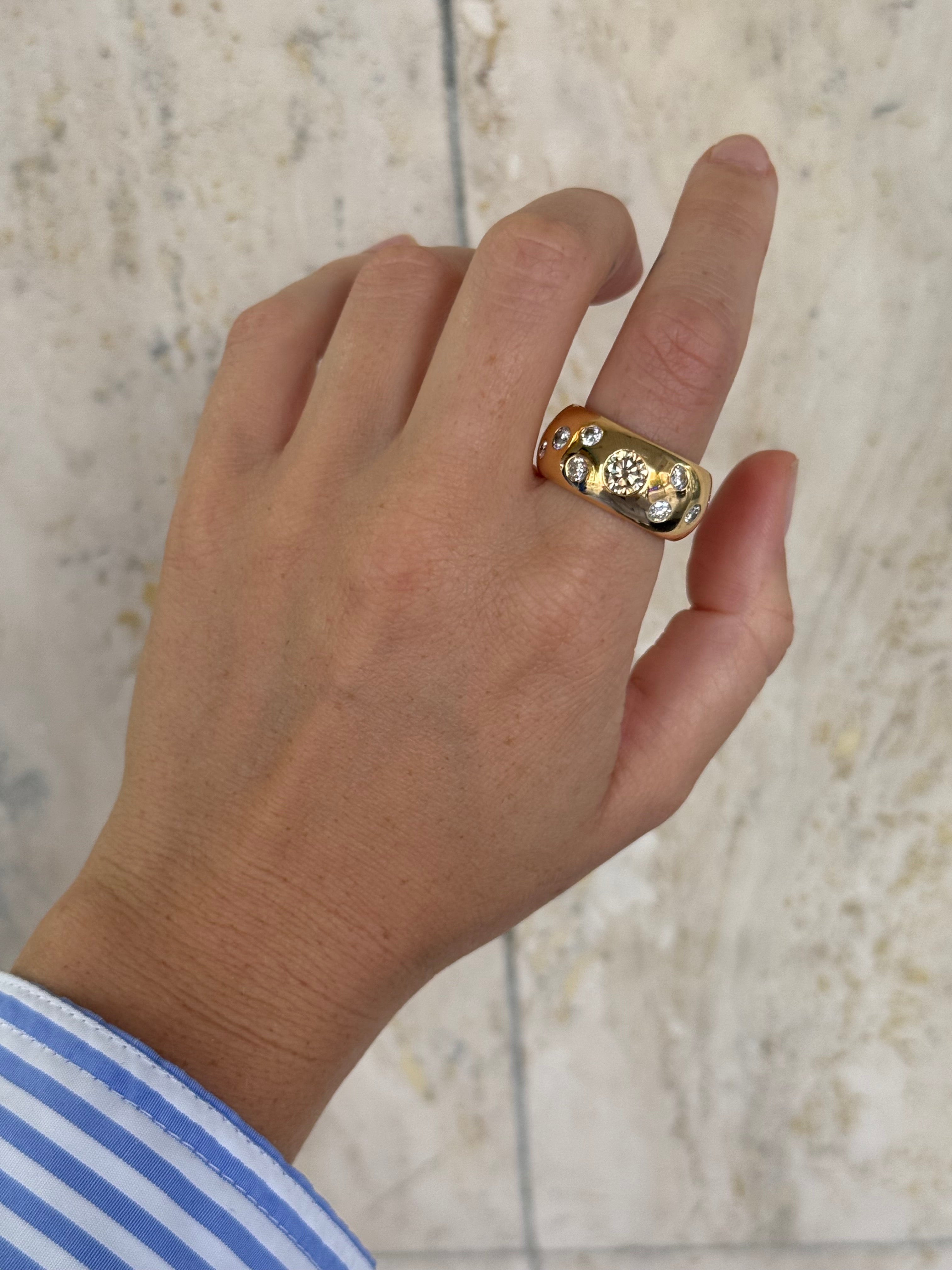 Solid Chunky Diamond Cluster Donut Band