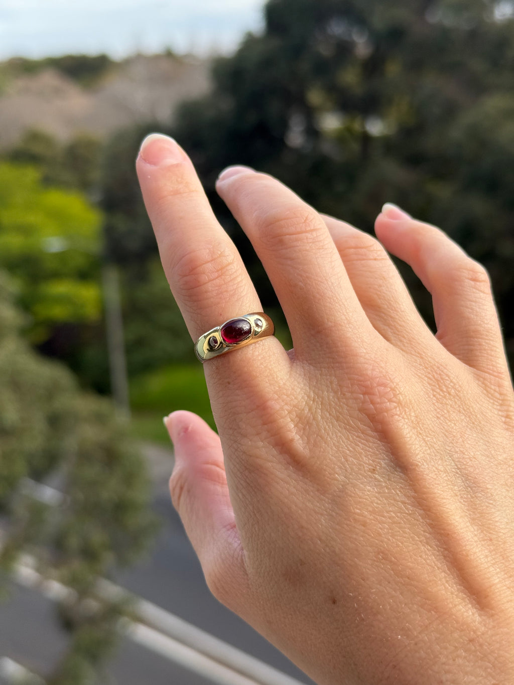 Ruby Cabachon Diamond Ring